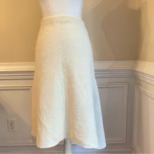 ZARA Cream Ecru Cotton Wool Tweed Asymmetrical Knee Length Skirt NWT