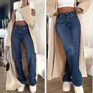Zara Jewel BEADED JEANS  HIGH WAIST Blue