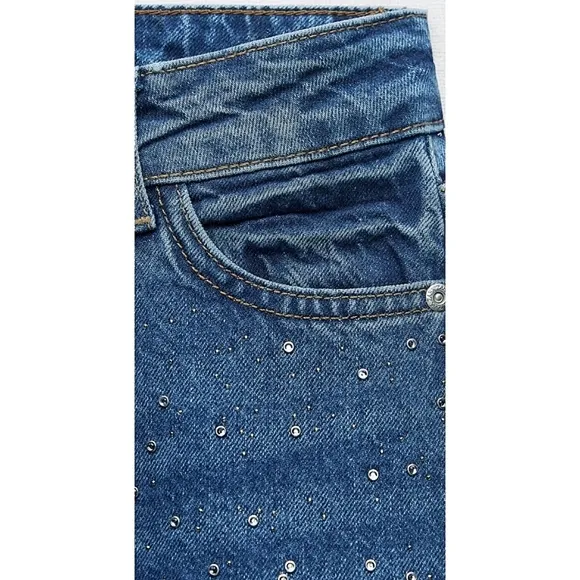 Zara Jewel BEADED JEANS  HIGH WAIST Blue