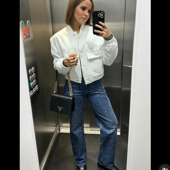 Zara Jewel BEADED JEANS  HIGH WAIST Blue