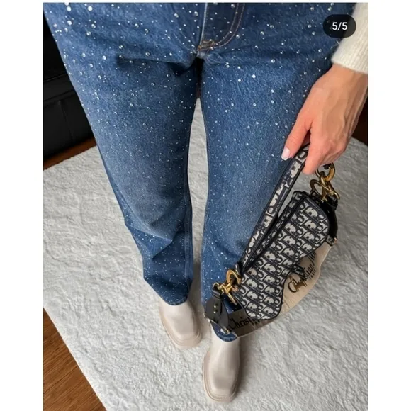 Zara Jewel BEADED JEANS  HIGH WAIST Blue