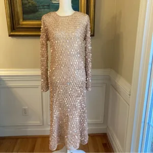 ZARA LIMITED EDITION Net Crochet Sequin Pearl Embellished Midi Dress NWT