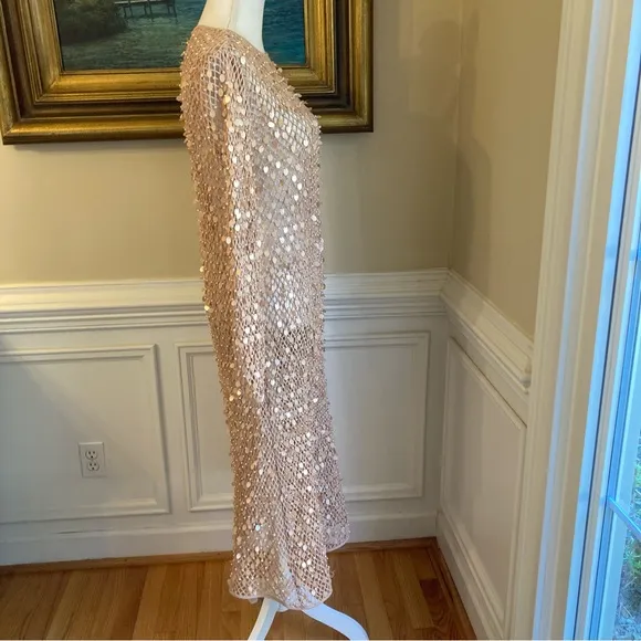 ZARA LIMITED EDITION Net Crochet Sequin Pearl Embellished Midi Dress NWT