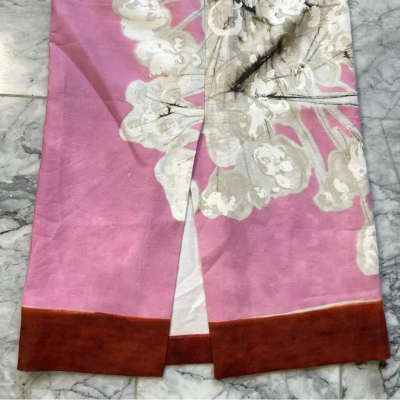 ZARA Pink Floral Print Linen Pencil Skirt NWOT
