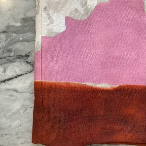 ZARA Pink Floral Print Linen Pencil Skirt NWOT