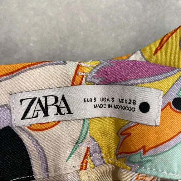 ZARA Set Scarf Paisley Print Satin Multicolor Purple Orange Kimono Wrap Jacket