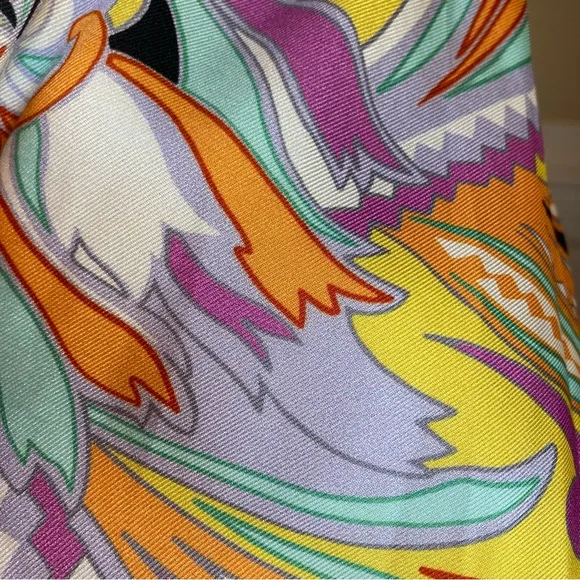 ZARA Set Scarf Paisley Print Satin Multicolor Purple Orange Kimono Wrap Jacket