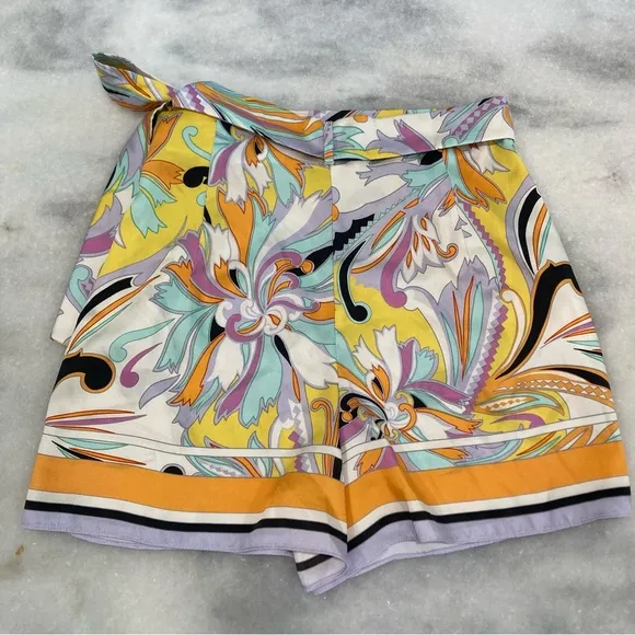 ZARA Set Scarf Paisley Print Satin Multicolor Purple Orange Kimono Wrap Jacket