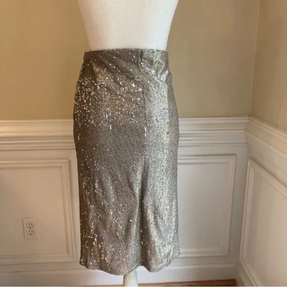 ZARA Silver Sequin Faux Wrap Skirt