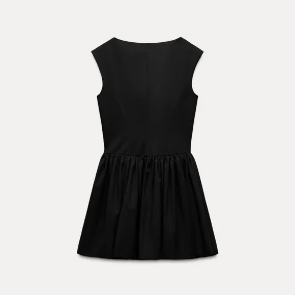 Zara Square Neck Pleated Dress Black size S and XXL