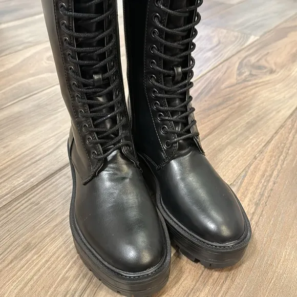 Zara Tall Lace Up Combat Boots