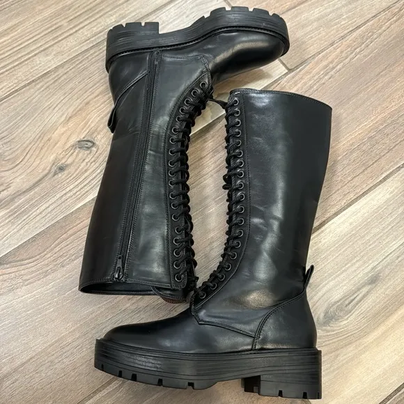 Zara Tall Lace Up Combat Boots