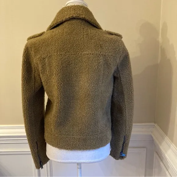 ZARA Tan Brown Teddy Fur Moto Jacket Coat