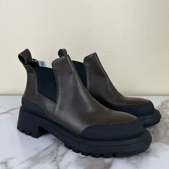 Zara Women Size 9 Brown Leather Chelsea Lug Combat Ankle NEW Jump Boots Chucky
