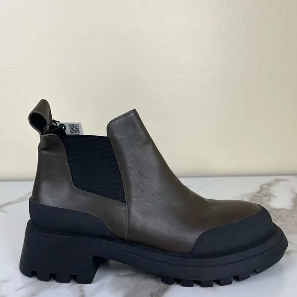 Zara Women Size 9 Brown Leather Chelsea Lug Combat Ankle NEW Jump Boots Chucky