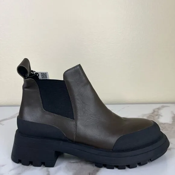 Zara Women Size 9 Brown Leather Chelsea Lug Combat Ankle NEW Jump Boots Chucky