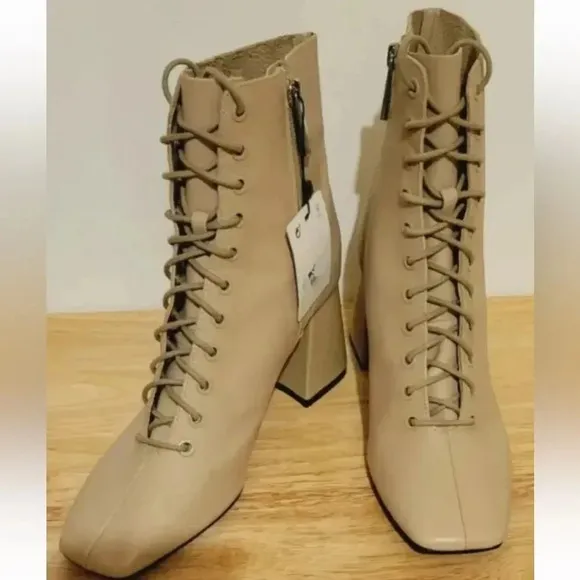 Zara Women’s Lace up Leather High Heel Ankle Boots Size 6.5 37