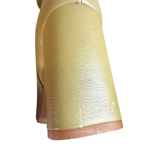 ZARA NWT GREEN LEATHER HIGH HEEL BOOTS OVER THE KNEE SIZE US 7.5 Bloggers Fav.
