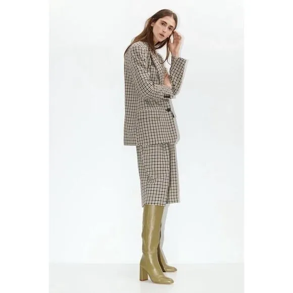 ZARA NWT GREEN LEATHER HIGH HEEL BOOTS OVER THE KNEE SIZE US 7.5 Bloggers Fav.