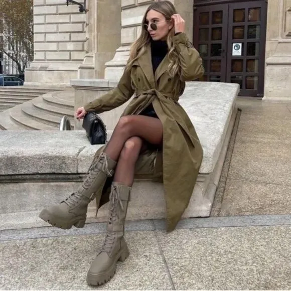 Zara Waxed Lace Up Boots New